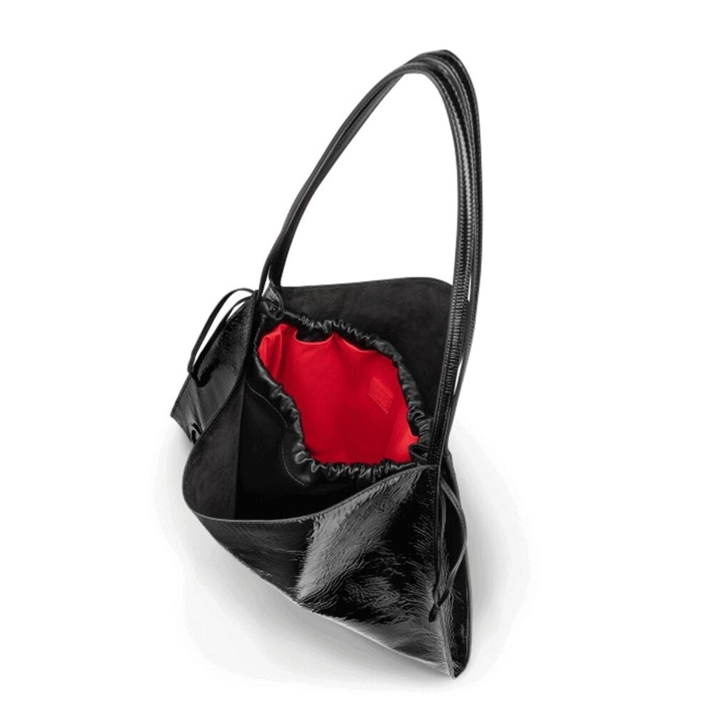 Christian Louboutin Le 54 Crinkle Patent Leather Drawstring Tote Shoulder Bag - Picture 2 of 15